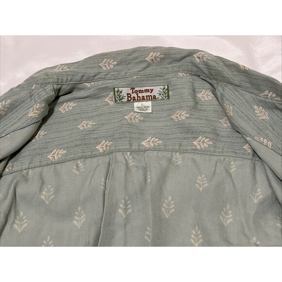 Tommy Bahama Silk Hawaiian Camp Shirt L Mint Green Floral Short Sleeve Button Up - Picture 10 of 16